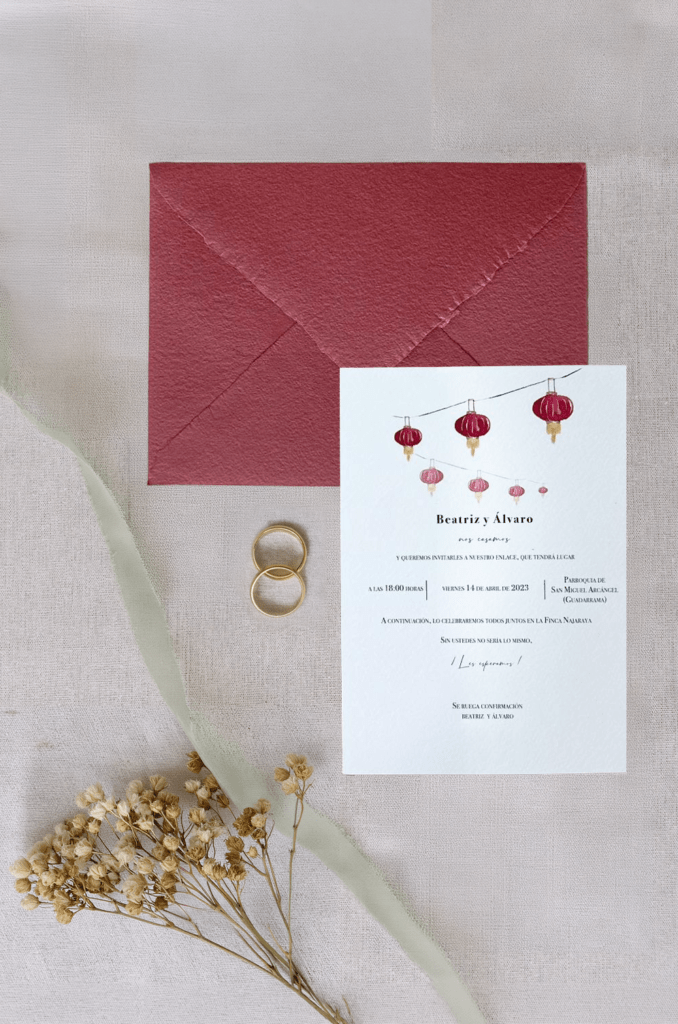 Invitacion de boda personalizada inspirada en china