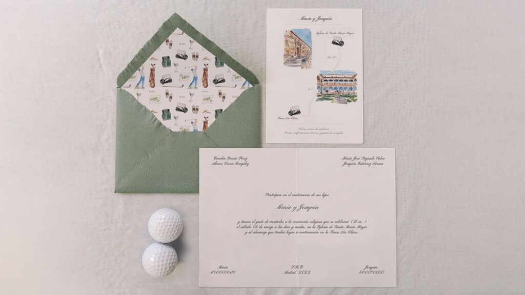 invitacion clasica de golf para bodas