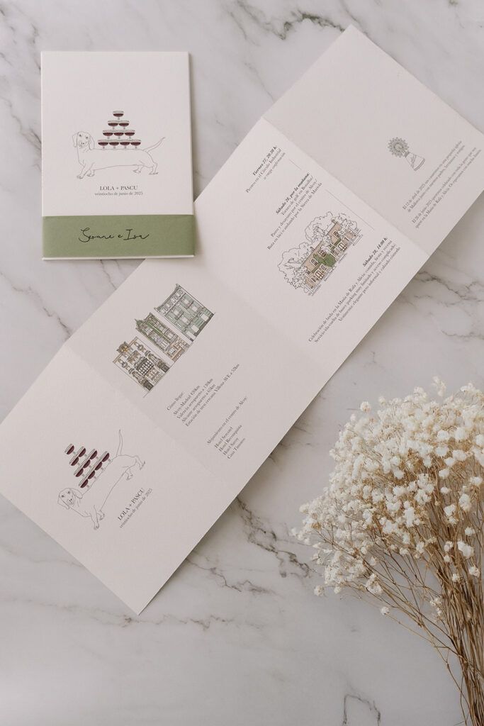 invitacion de boda personalizada con ilustraciones