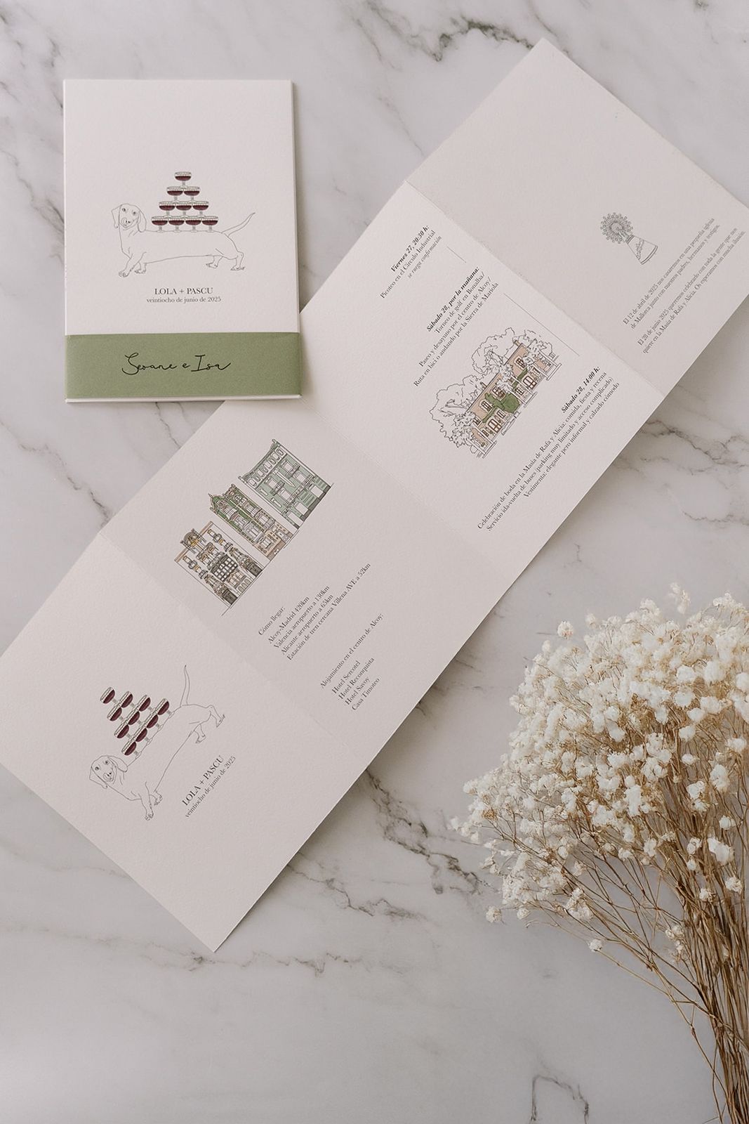 invitacion de boda personalizada con ilustraciones