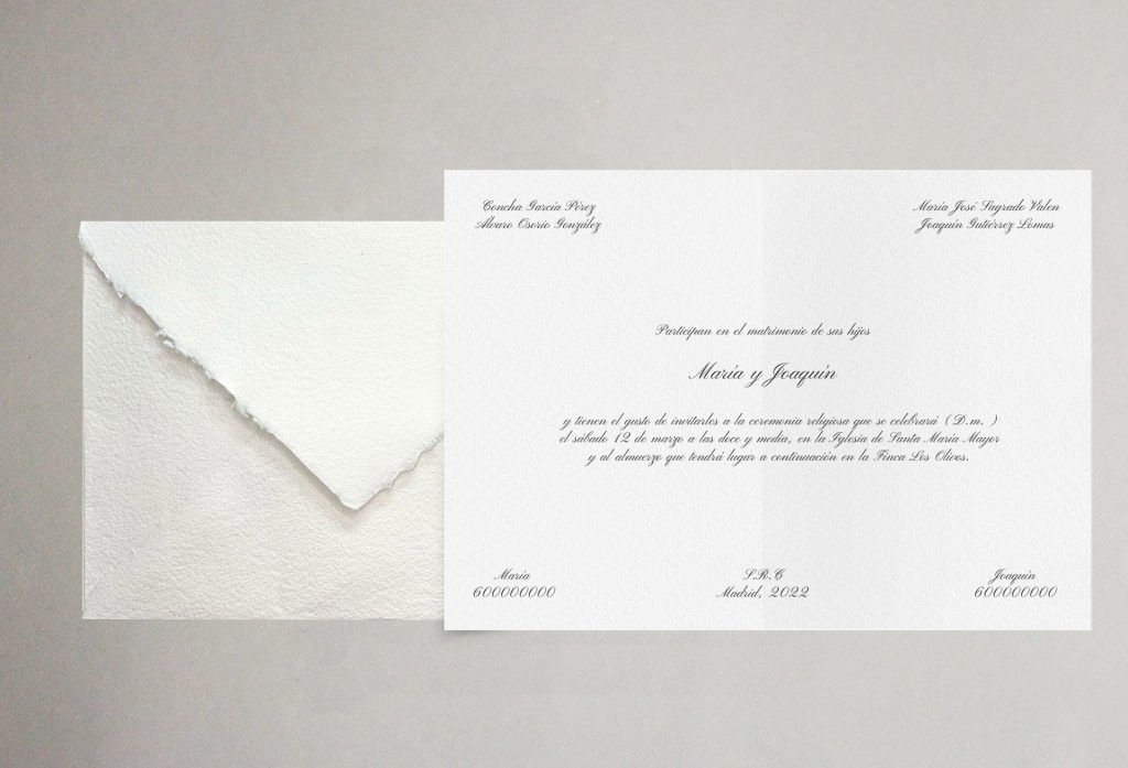 invitación clásica papel artesanal elegante boda