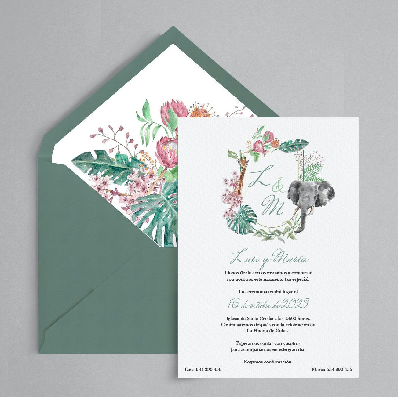 invitacion de boda con escudo africano