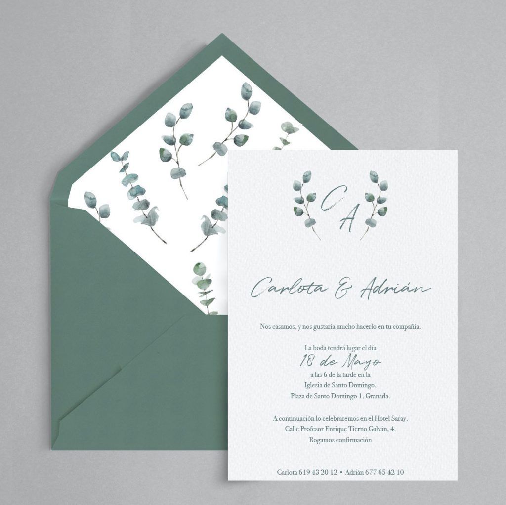 invitacion boda eucalipto baby