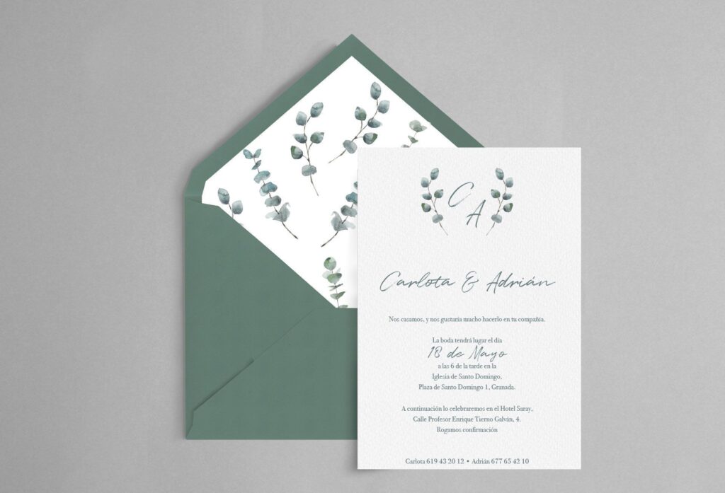 invitacion boda eucalipto baby