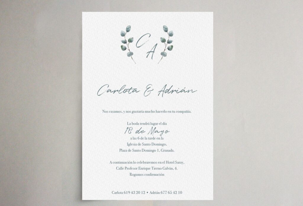 invitacion boda eucalipto baby