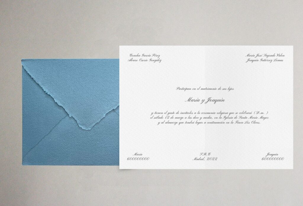 invitación clásica papel artesanal elegante boda