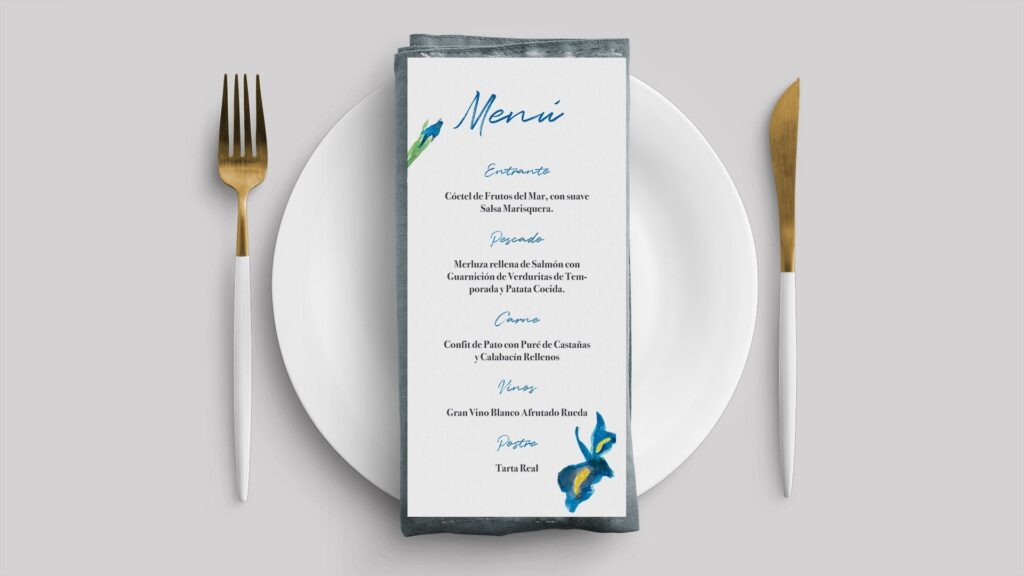 menu minuta lirios boda