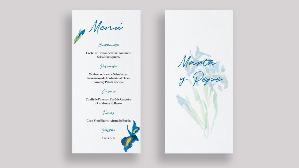 menu minuta lirios boda