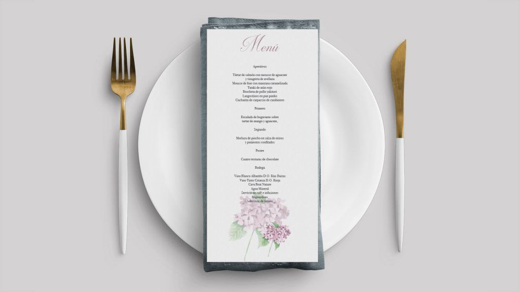 menu hortensia rosa boda