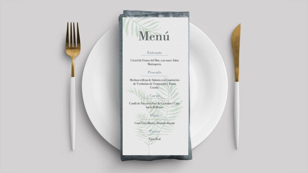 menu boda koala minuta acuarela