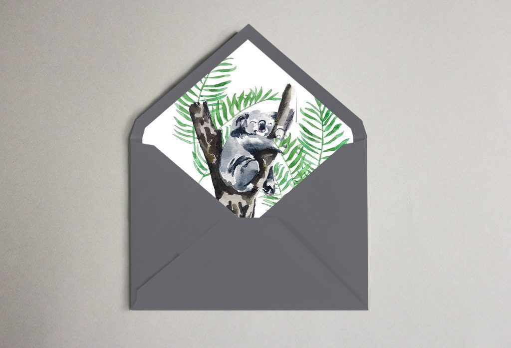 sobre invitacion koala boda bambu