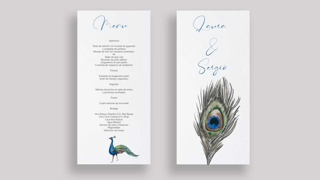 menu pavo real minuta boda