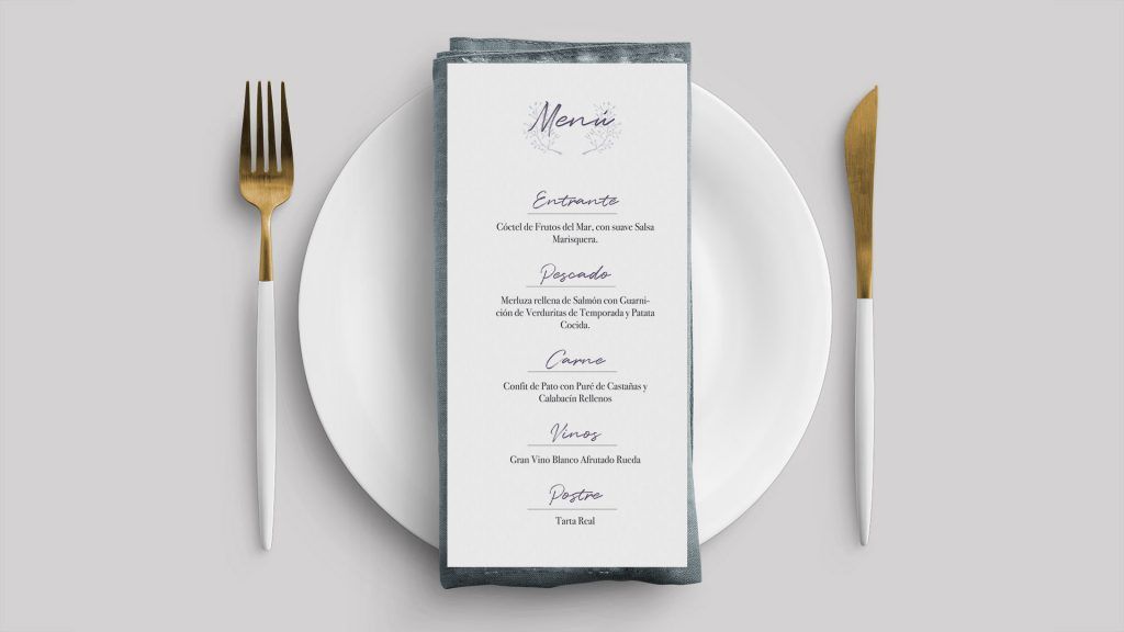 menu minuta flores delicadas