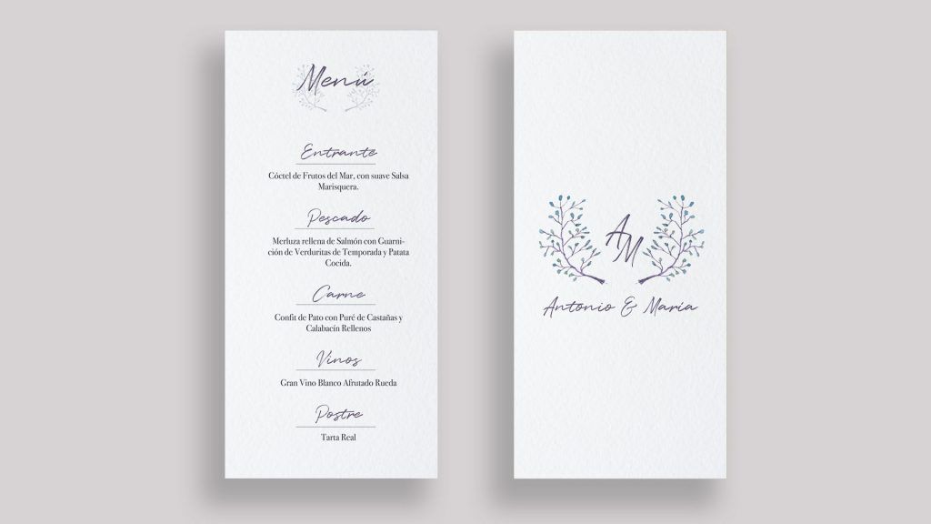 menu minuta flores delicadas