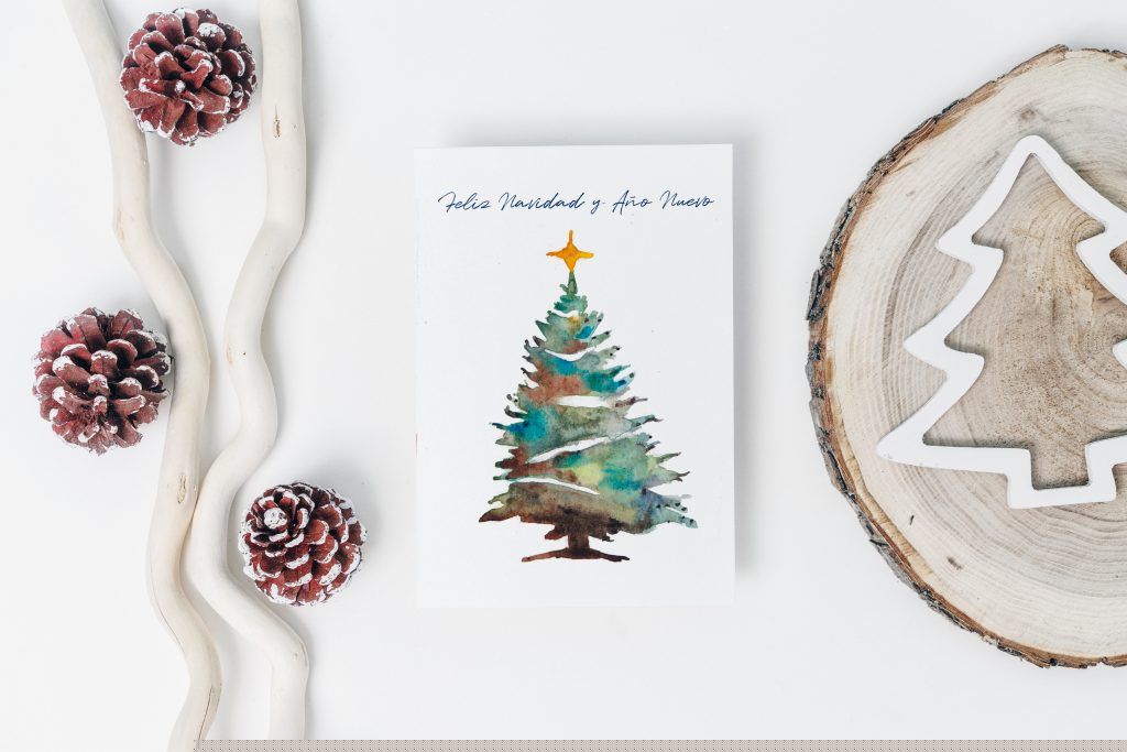 postal navidad acuarela dos terrones