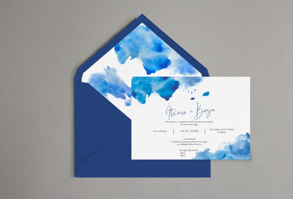 dos terrones invitacion boda azul y personal y unica