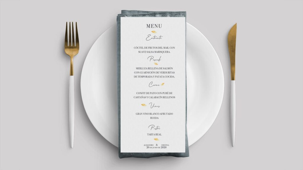minuta girasoles boda menu flor