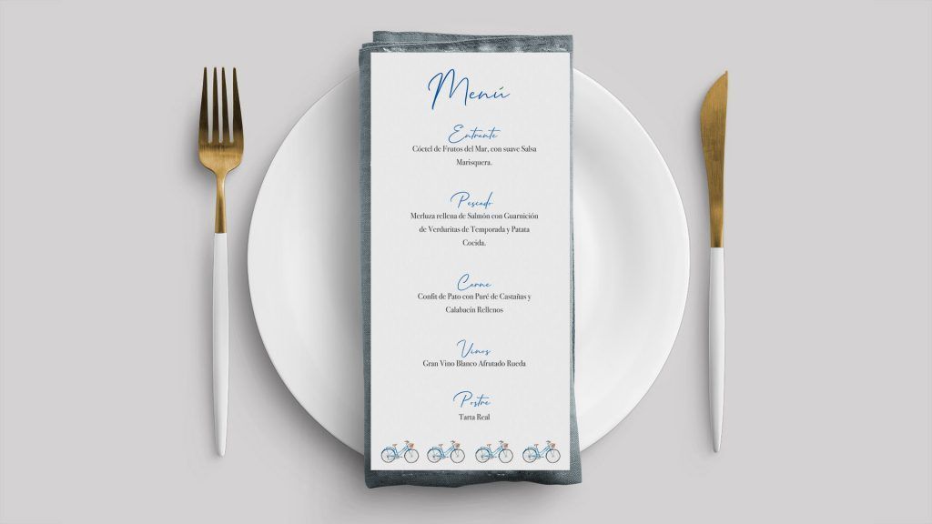 menu minuta boda bicis tulipanes