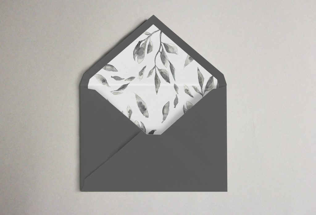 invitación de boda elegante acuarela de hojas grises
