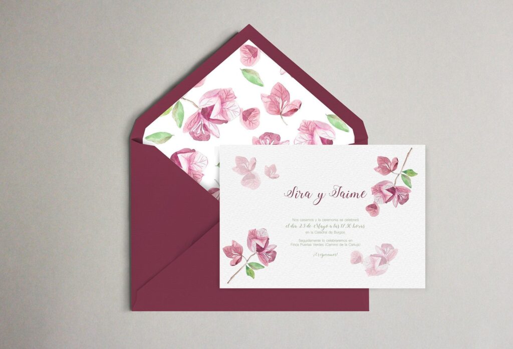 invitación sobre boda buganvilla