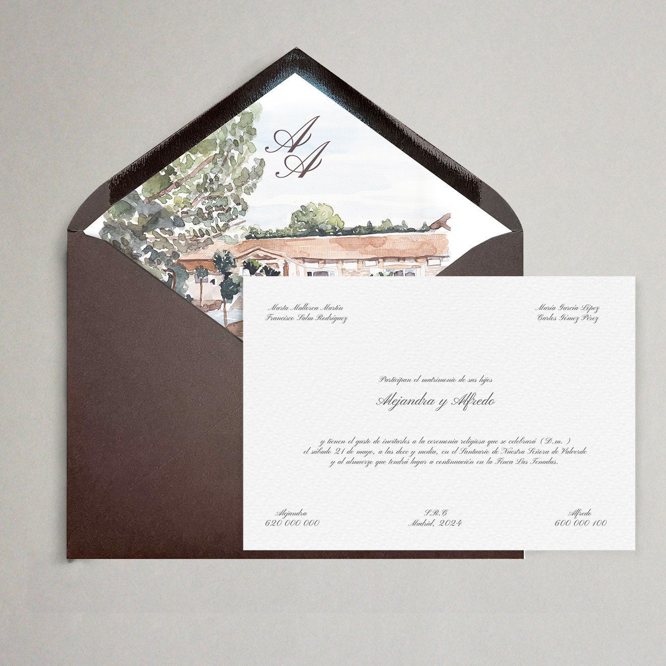 Invitación de boda estilo clásico y elegante