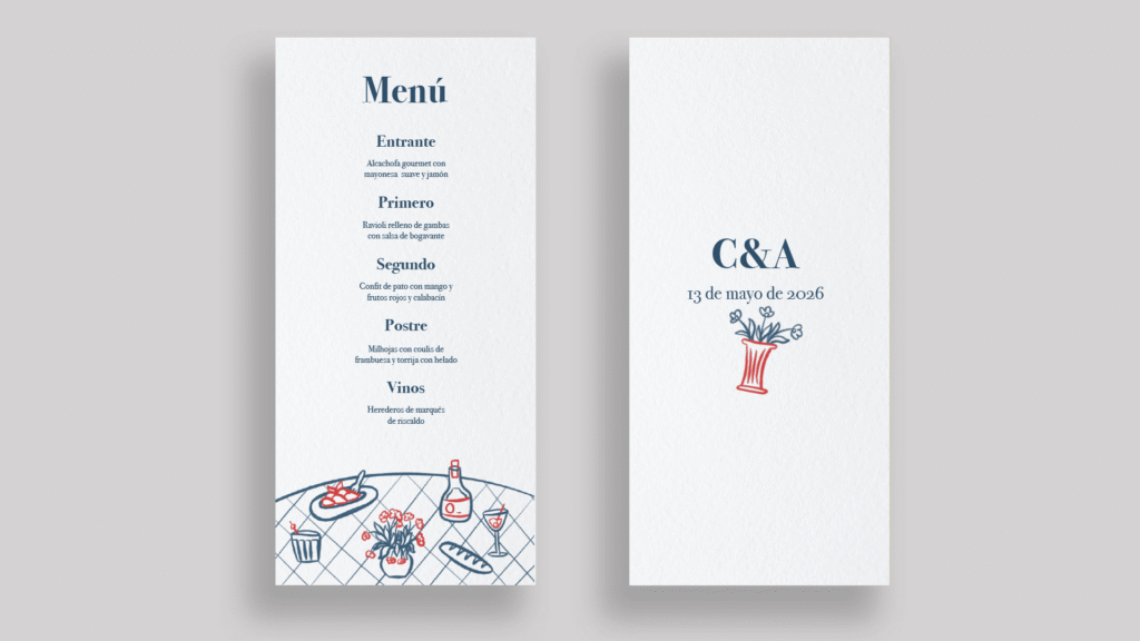 menu boda minuta crayon original