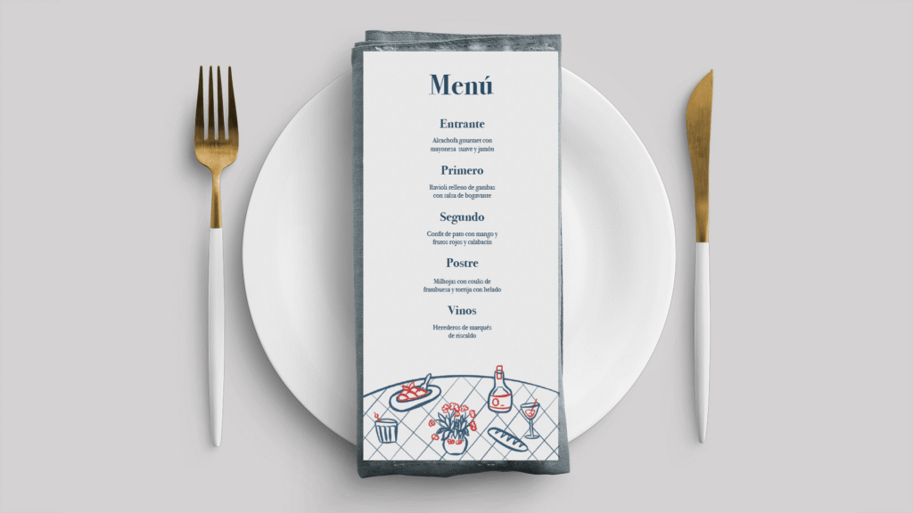 menu boda minuta crayon original
