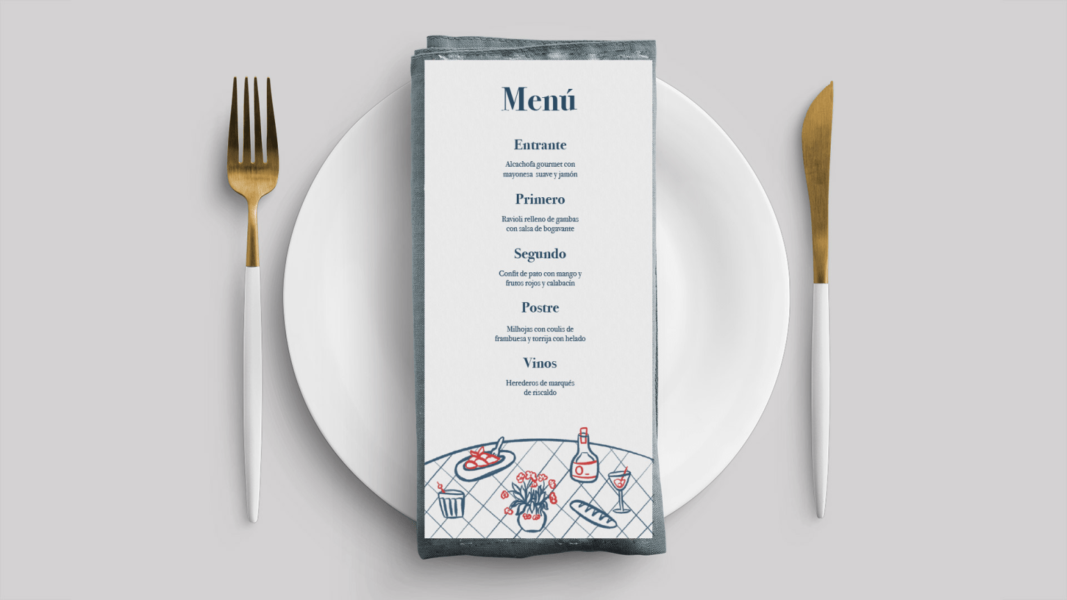 menu boda minuta crayon original