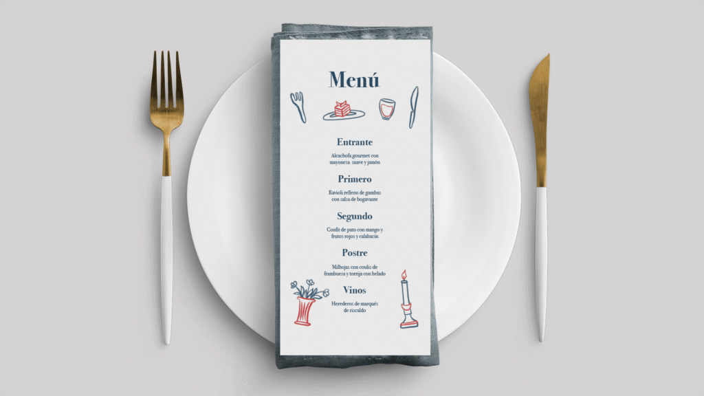 menu boda minuta crayon original