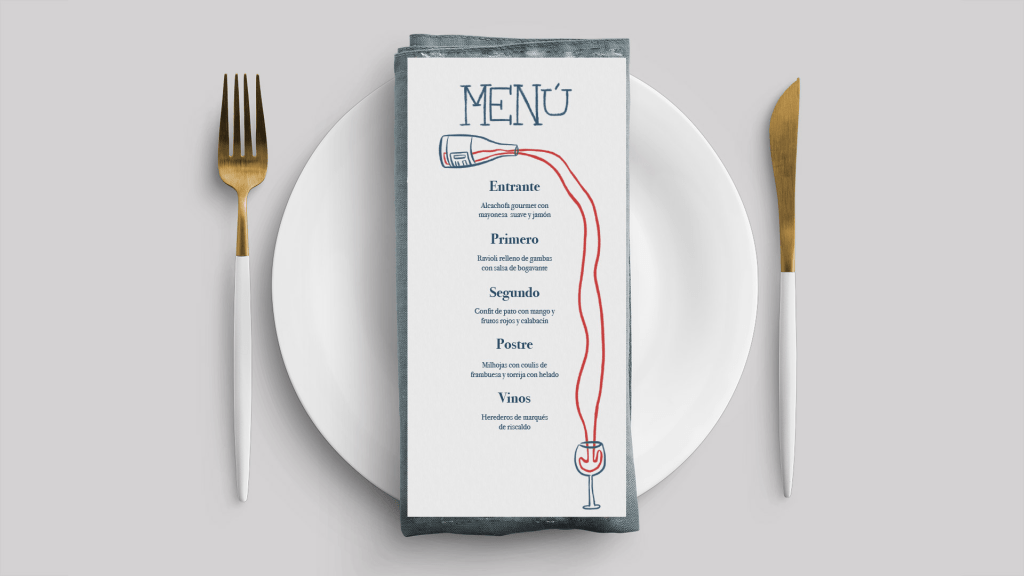 menu boda minuta crayon original