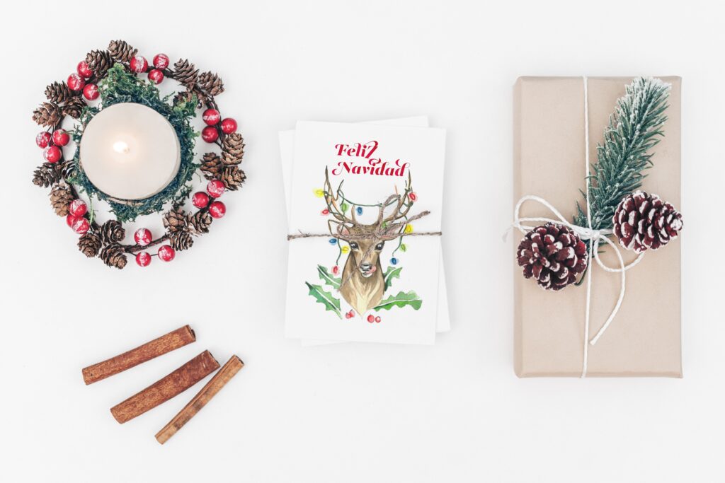 postal navidad acuarela dos terrones