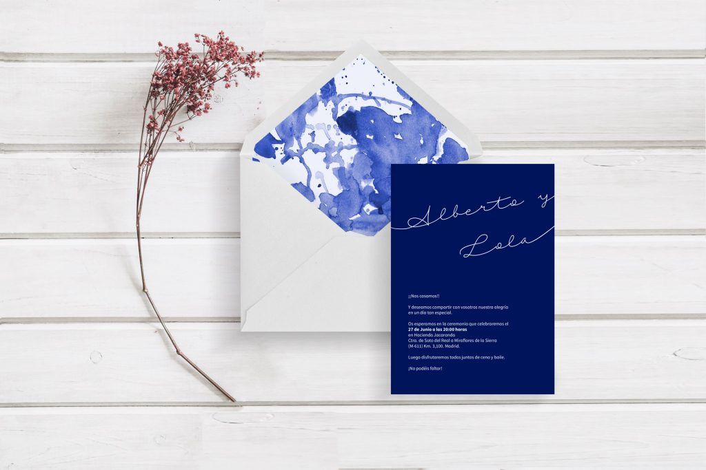 dos terrones invitacion boda azul y personal y unica