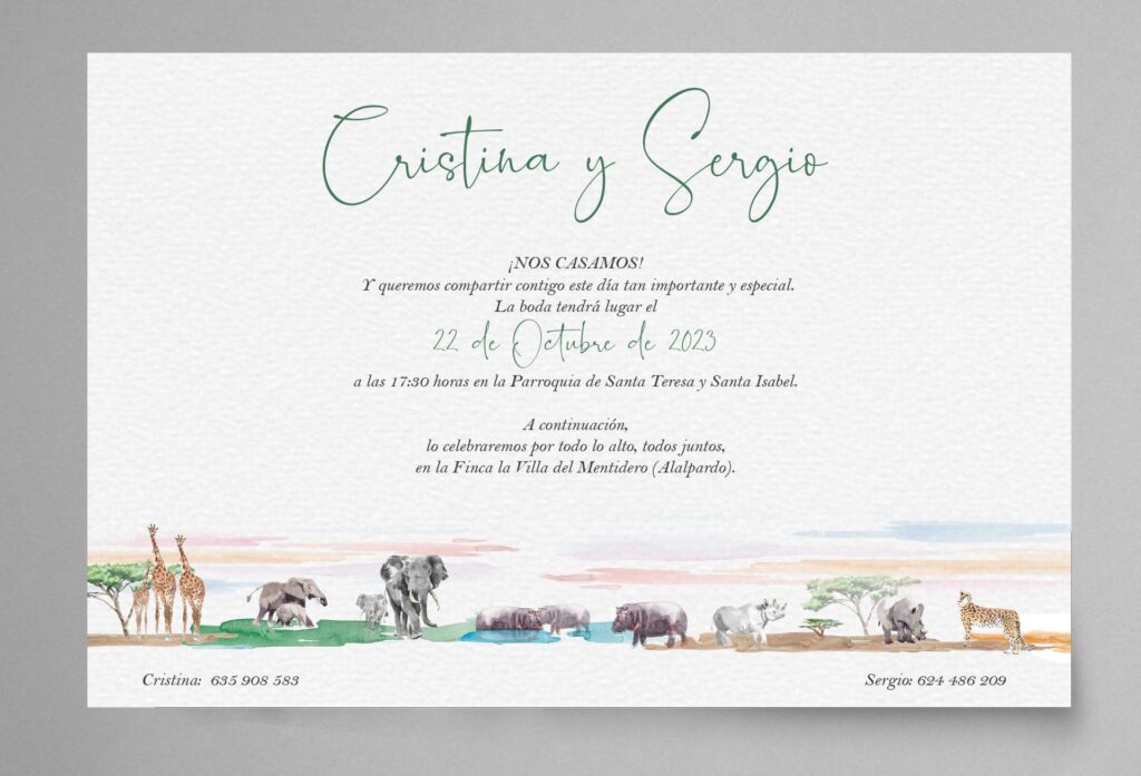 invitacion de boda paisaje africano