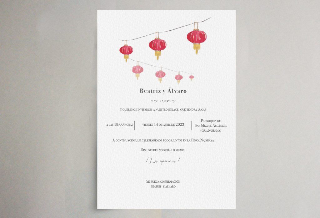 invitación personalizada de Beatriz y Álvaro