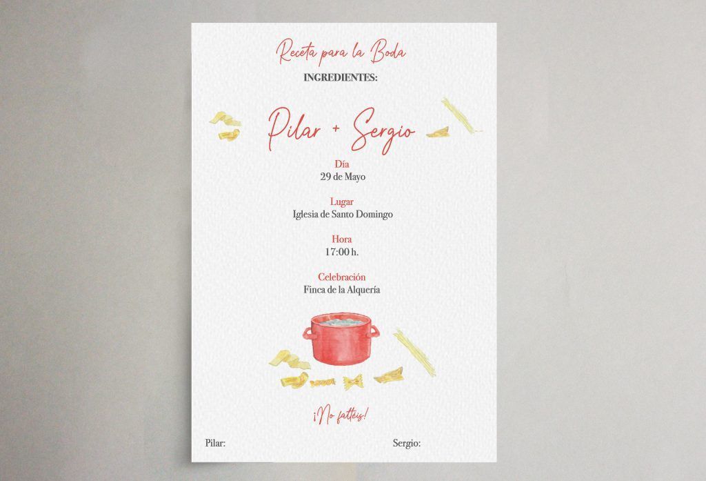 invitación personalizada de Pilar y Sergio