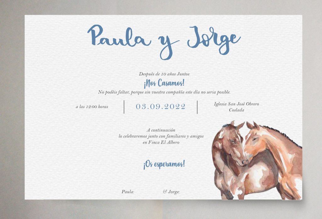 invitación caballos personalizada