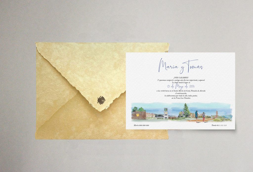 Invitación y sobre Camino de Santiago