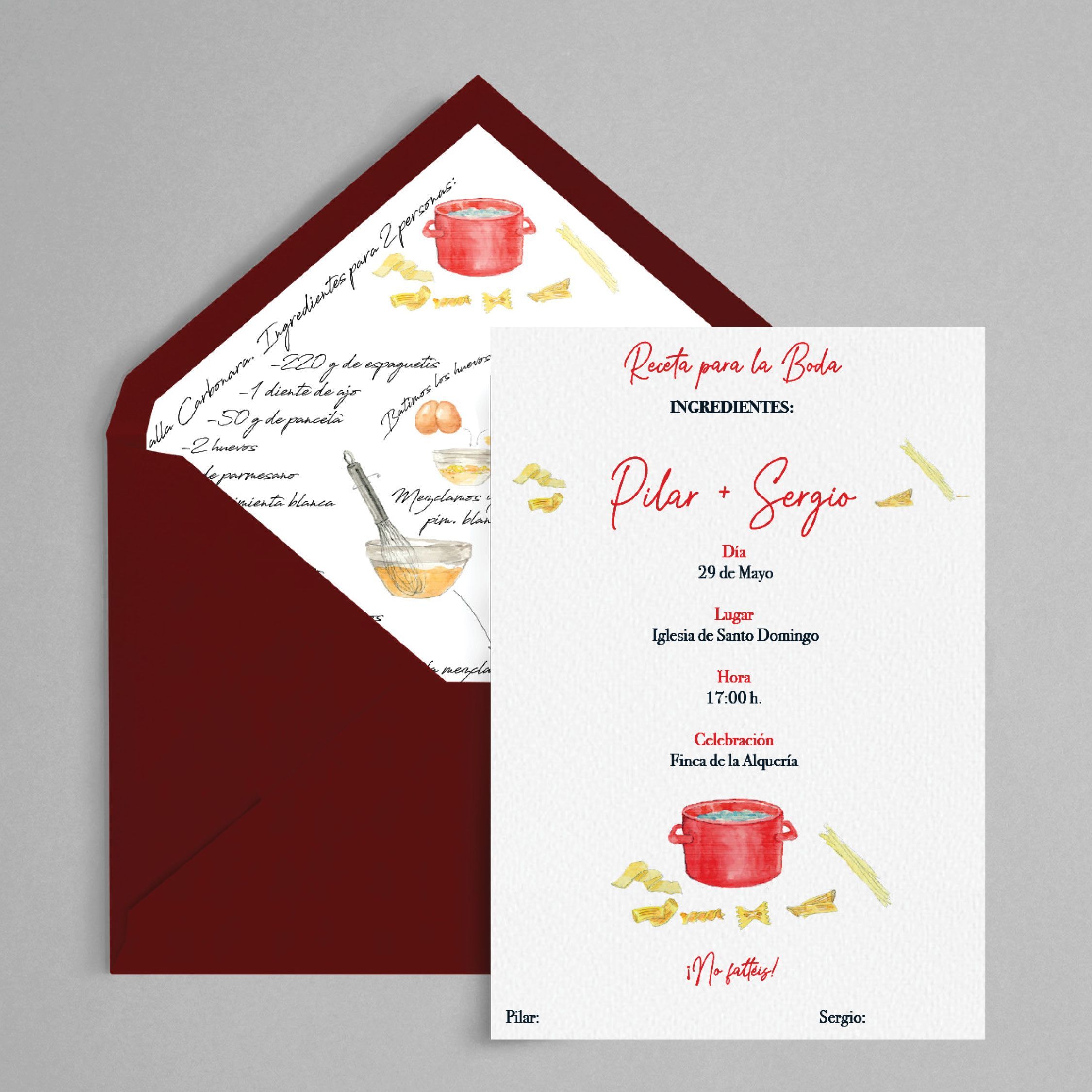 invitación personalizada de Pilar y Sergio