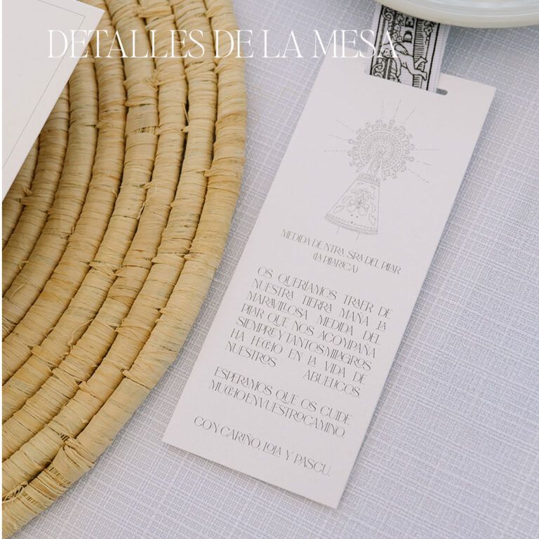 Tarjeta religiosa de la Virgen del Pilar para boda