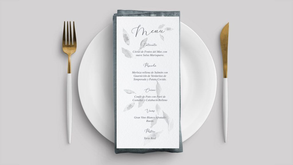invitación de boda elegante acuarela de hojas grises