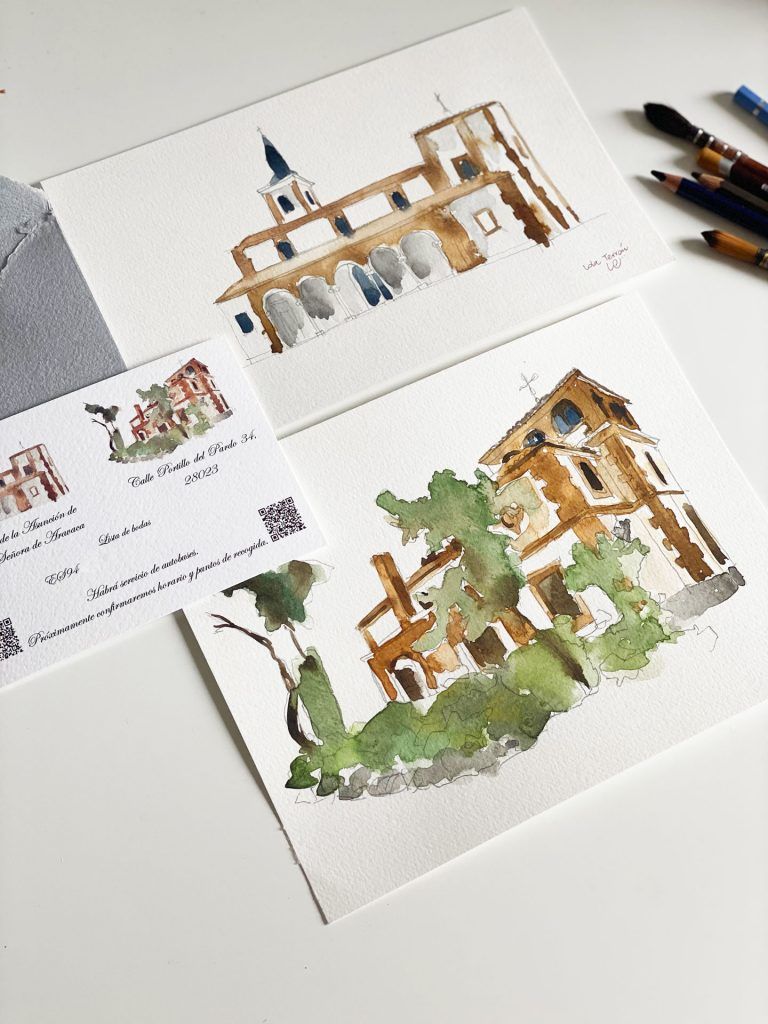 invitación personalizada retrato elegante artesanal