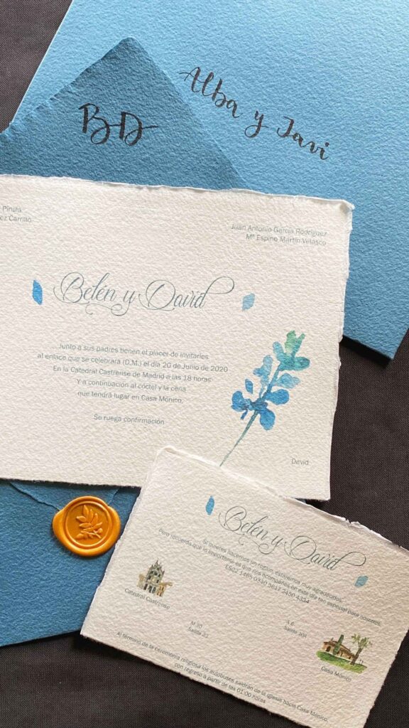 Invitación de boda personalizada florales artesanal