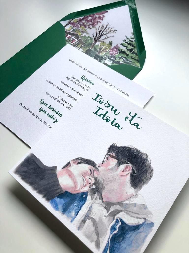 invitación retrato sobre forrado
