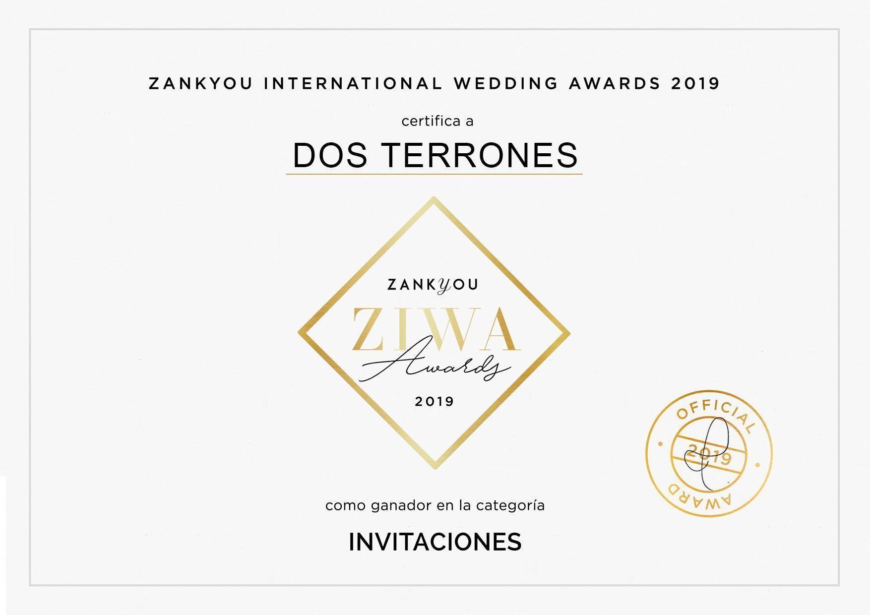 Dos Terrones Ganador del ZIWA Awards 2019
