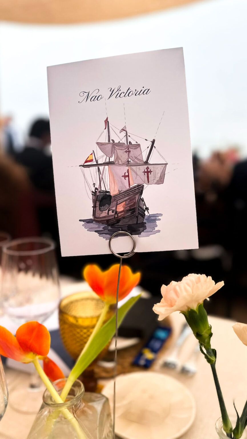 mesero barcos de boda acuarela