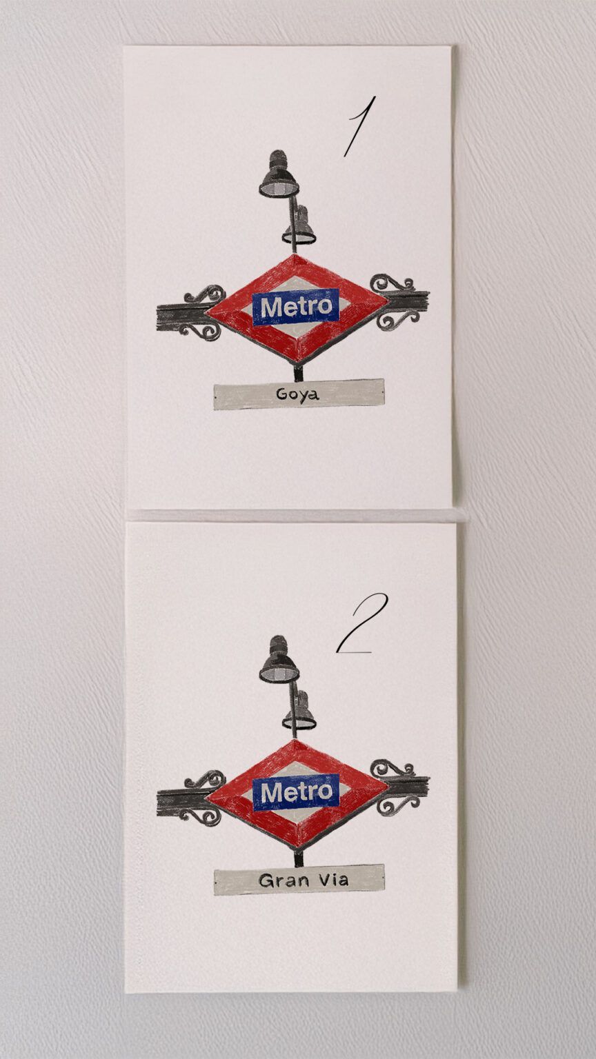 meseros de boda personalizados con temática metro