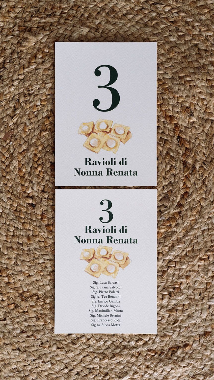 mesero personalizado pasta italiana boda