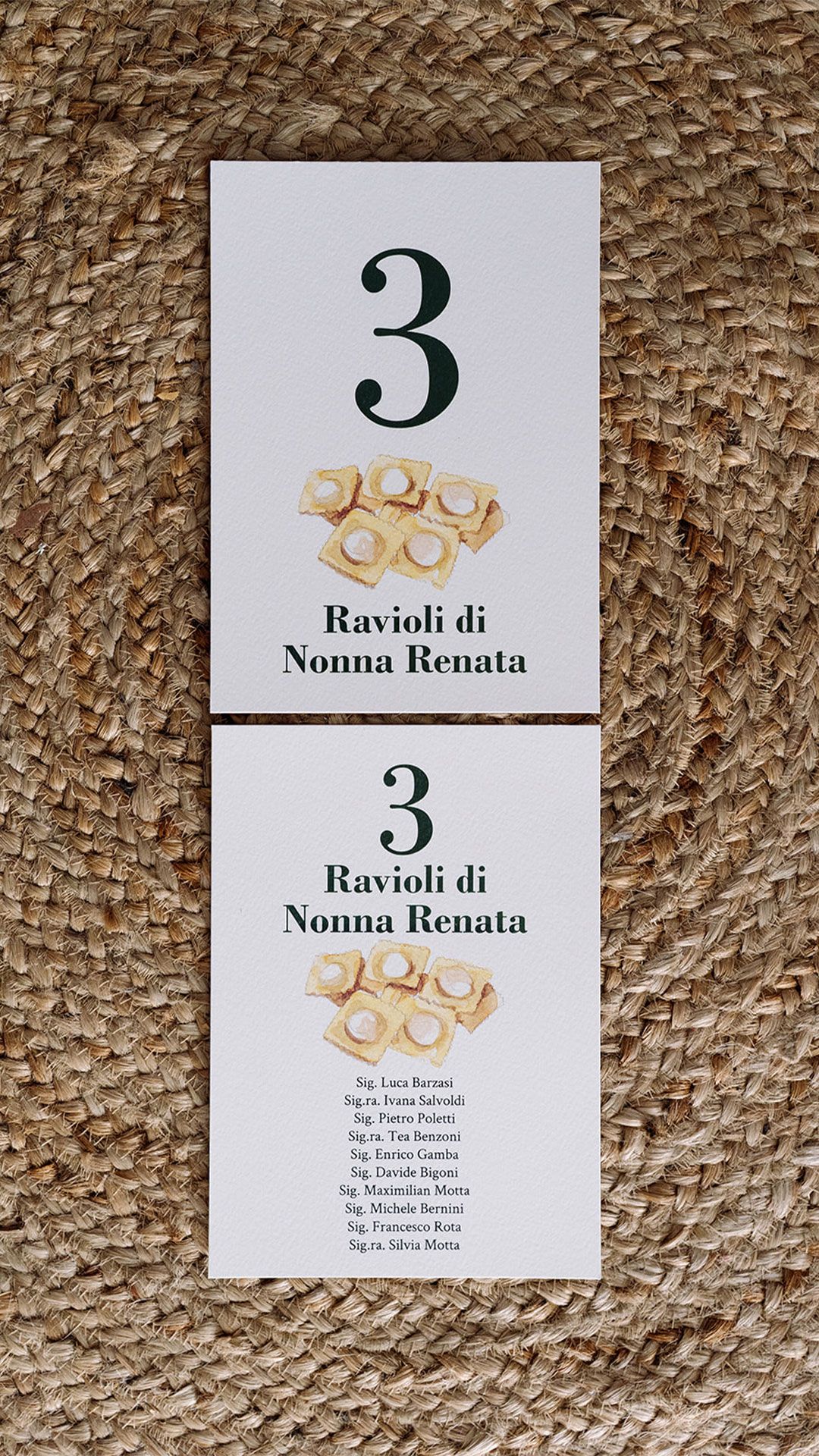 mesero personalizado pasta italiana boda