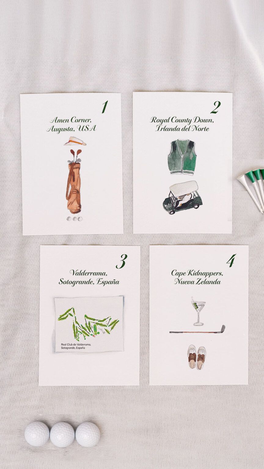 meseros golf personalizados de boda