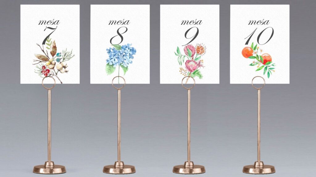 mesero de flores de boda personalizado
